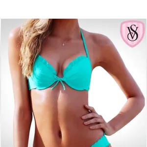 Turquoise blue Victoria’s secret push-up bikini top with underwire 34D thumbnail 2