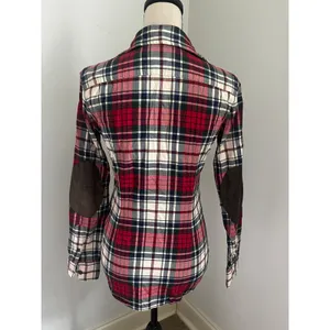 Ralph Lauren Tartan Plaid Shirt sz 2 Suede Elbow Patches Equestrian Preppy Cabin thumbnail 3