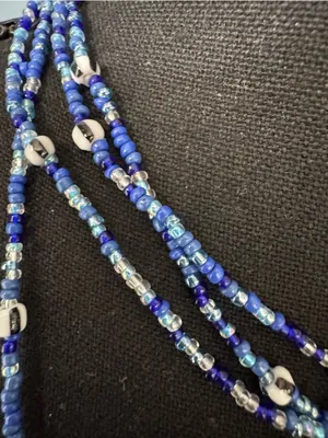 NWT FREE PEOPLE Summer Dive Necklace Blue Bead Layered 🌊🏝️ thumbnail 6