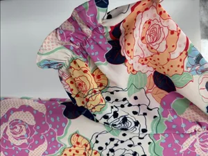 entro Floral Print Blouse S polka dots ruffle colorful boho casual office modest thumbnail 5