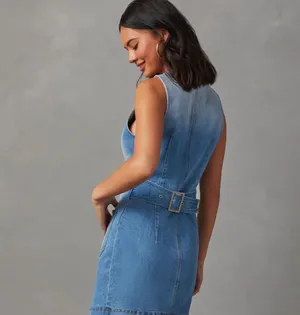 These Three Boutique Vici Dolls Denim Mini Dress With Buckle thumbnail 3