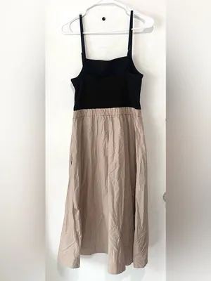 MAEVE By Anthropologie Twofer Ribbed Midi Dress Medium Black / tan color thumbnail 4