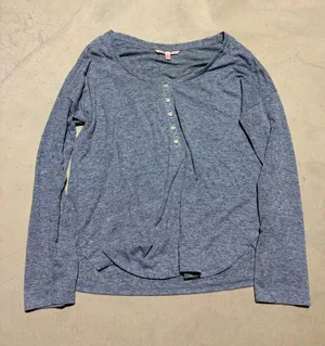 Victoria’s Secret Heather Blue Long-Sleeve pajama Top XS thumbnail 1