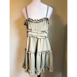 Iris Grunge fairy Ruffle Mini Dress‎ Sleeveless Sage Green Large Y2K cottage whimsi thumbnail 2