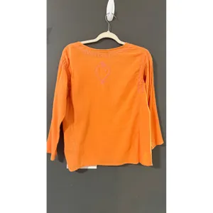 Kaketus Y2k Orange Cotton Gauze‎ Embroidered Boho Henley Blouse Womens Large thumbnail 4