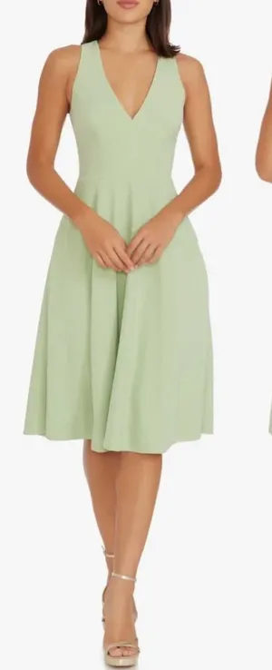 NEW Dress the Population Catalina Fit & Flare Cocktail Dress green Sage size XS thumbnail 1