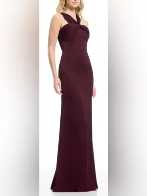 NEW Dress The Population Rosalia Sleeveless Dark Cherry burgundy Satin Gown Sz L thumbnail 3