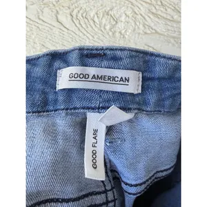 Good American Good Flare Distressed High Rise Jeans Blue GF899T Size‎ 15/33 thumbnail 6