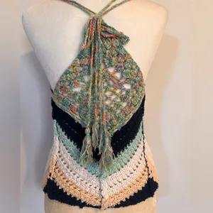 Free People Chevron Crochet Camisole - Black, Cream, Tan, Green thumbnail 2