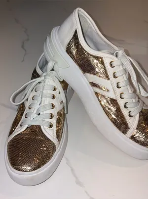 GEOX gold glitter leather sneakers 8 thumbnail 1