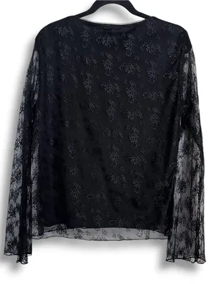 Vintage Black Lace V-Neck Tie Front Blouse thumbnail 3