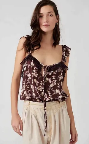 NWT Free People Take It Away‎ Thong Bodysuit in Chocolate Merlot Sz Medium $68 thumbnail 1
