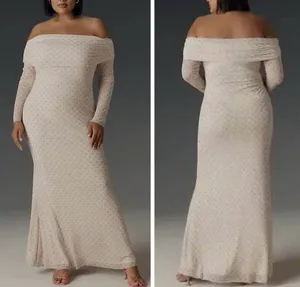 Anthropologie AFRM Long-Sleeve Off-The-Shoulder Mesh Maxi Dress, Size 2X thumbnail 2
