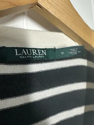 Ralph Lauren Black and White Striped V-Neck Cardigan thumbnail 3