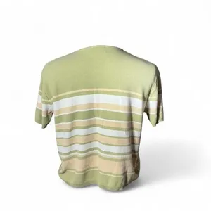 Vintage Y2K Forever Sage Green Fisherman Striped Knit‎ Cardigan Top Women's L thumbnail 3