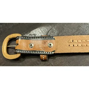 Womens 36"‎ Western Leather Belt Brown Braided Tooled Basketweave Buckle Cowgirl thumbnail 9