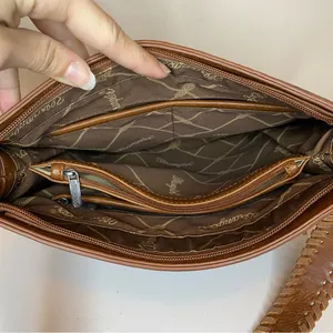WRANGLER Floral Embossed Fringe Hobo Shoulder Bag Cowgirl PU Leather Brown thumbnail 8