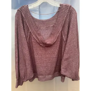 FREE PEOPLE We The Free Westend Purple Waffle Knit Thermal Top pocket Sz XS thumbnail 8