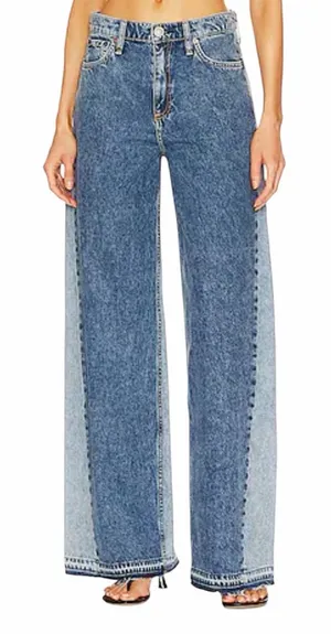 Rag & Bone - Sofie Two Tone Double Indigo Ultra Wide Leg Jeans Sz 29 thumbnail 1