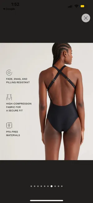 New Quince Cross-Back One-Piece Swimsuit in Black Size Large thumbnail 8