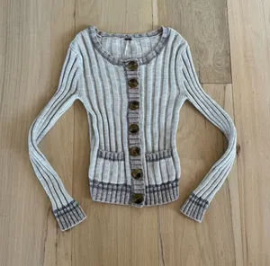 Free People Oatmeal Angora Ribbed Button Cardigan Sweater Size Small thumbnail 1
