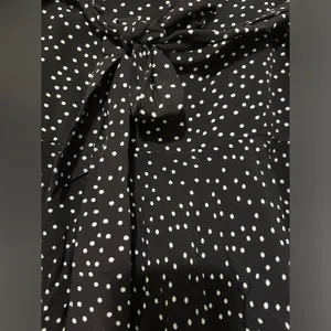Zara Polka Dot Mini Skort Black and White tie belt size M thumbnail 2