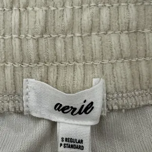 Aerie Ribbed Knit Solid Flare Leg Pants Cream Retro High Rise Seam Detail Size S thumbnail 6