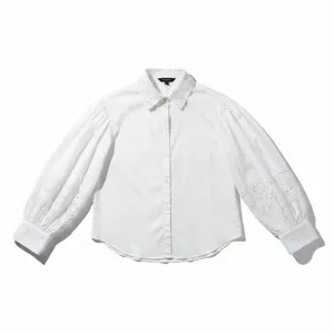 Kate Spade New York Poplin Cutwork Shirt White Button Down Eyelet Sleeve Size 8 thumbnail 7