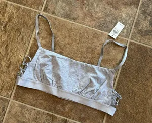 Aerie Real Good Strappy Side Lace Up Bralette Grey Size Medium thumbnail 3