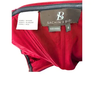 Sachin & Babi Burgundy Lamb Leather Silk‎ Strapless Pleated Maxi Dress Size 4 thumbnail 6