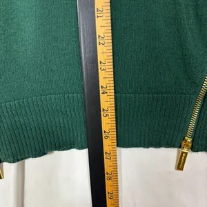 Michael Kors Sweater Green V-Neck Gold Side Zippers Angora‎ Blend Work Casual S thumbnail 5