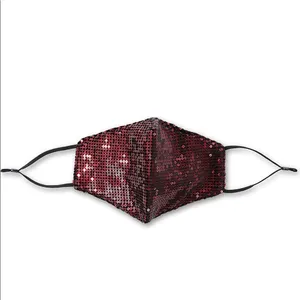 Burgundy Sequin Face Mask Red thumbnail 3