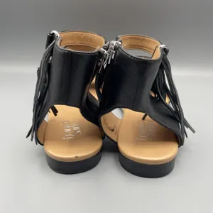 Franco Sarto Sandals Size 8 Black Leather Gladiator Fringed Ankle Strap Open Toe thumbnail 8