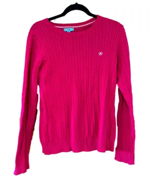 IZOD Women's Cable Knit Sweater Hot Pink Medium thumbnail 1