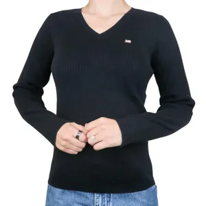 Vintage 90s Polo Jeans Co. Ralph Lauren Black Ribbed V Neck Sweater thumbnail 1