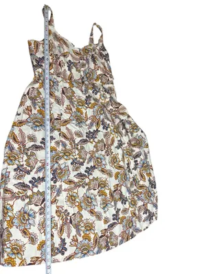 Old Navy XL Floral Print Smocked Back Linen Blend Midi Dress NWT Coquette thumbnail 11