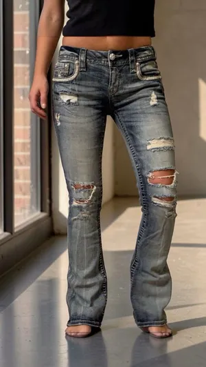 Rock Revival Betty Boot Distressed Embellished Jeans 27 thumbnail 1