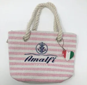 Small Striped Handbag Pink/White thumbnail 1