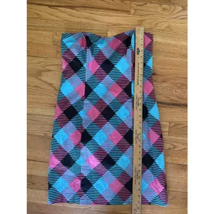 LOUDMOUTH GOLF Size 8 pink‎ blue black check strapless dress Bright thumbnail 4