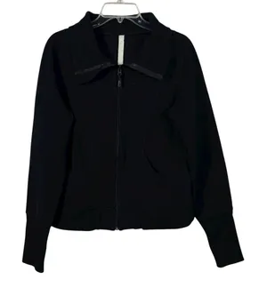 Lululemon Black Full Zip High Neck/Foldover Collar Thick Scuba Jacket Athleisure thumbnail 1