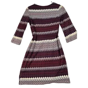 Studio One Women’s 6P Burgundy Lace Fit & Flare Belted Dress Petite thumbnail 2