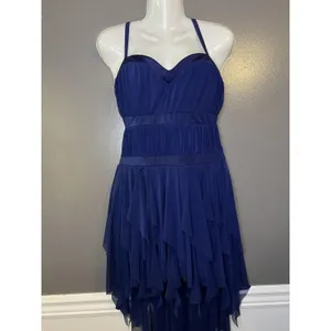 Kellé Dress Womens Medium Blue Sweetheart Ruffle Hanky Hem Hi-Low Formal thumbnail 2