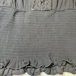 Scarlet Darkness Womens Size Large Black Lace Trim Smocked Waist Gothic Blouse thumbnail 12