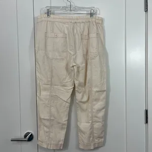 Free People Medium Cream Cropped Cargo Tapered Drawstring Pants with Pockets thumbnail 5