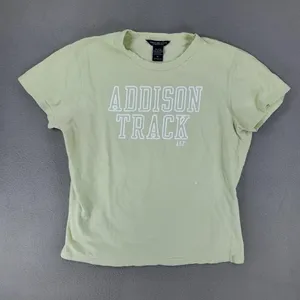 Abercrombie & Fitch T-Shirt Womens XL Green Addison Track Graphic Y2K Baby Tee thumbnail 1