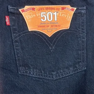 Levi's 501 Straight Leg Button Fly Denim Shorts - Raw Hem Dark Wash NWT Size 32 thumbnail 3
