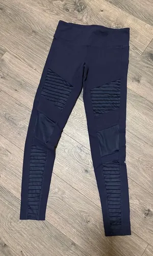 ALO Yoga Navy Blue Accordion Mesh Leggings thumbnail 1