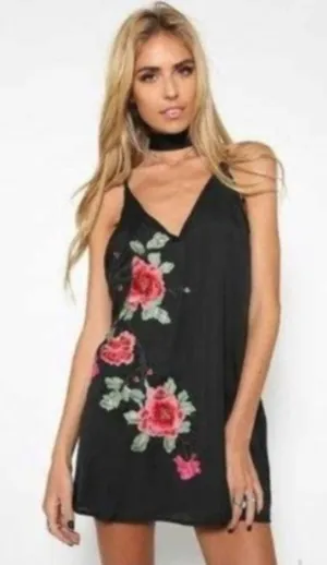 NWT Seek the label black floral slip dress thumbnail 1