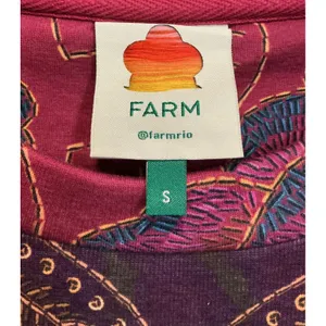 FARM Rio Mixed Scarves Sweatshirt Sun Appliqué Oversized Pullover S Art to Wear thumbnail 6