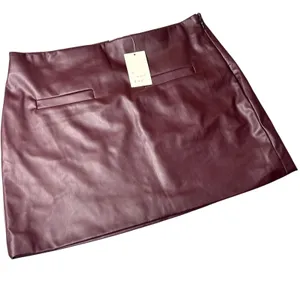 New A‎ New Day Faux Leather Mini Skirt Womens 12 Burgundy Maroon Party Night Out thumbnail 1